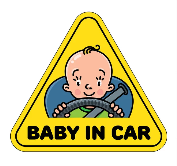 Baby in de auto. Achterruit sticker of teken — Stockvector