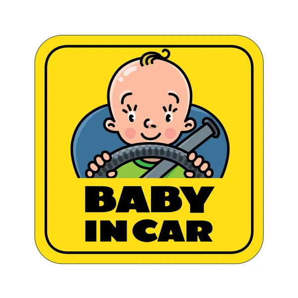 Baby in car. Back window sticker or sign — Stock Vector