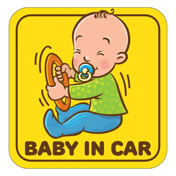 Divertido bebé pequeño sentado con maniquí — Vector de stock