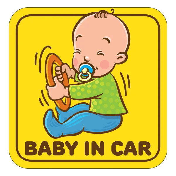 Grappige kleine baby zitten met dummy — Stockvector