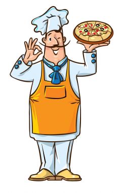 Komik İtalyan Şef pizza ile
