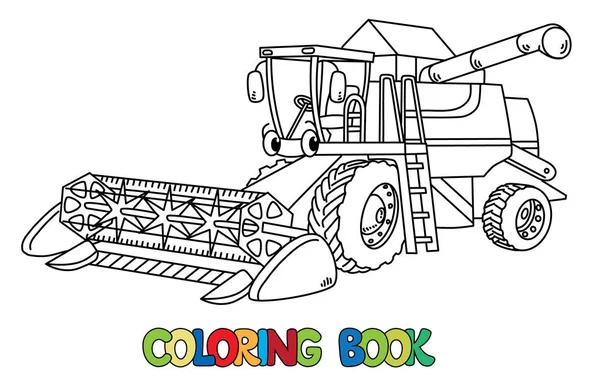 Funny combinar cosechadora con los ojos. Libro para colorear — Archivo Imágenes Vectoriales