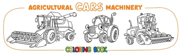 Agricultural machinery coloring book set — Stock Vector