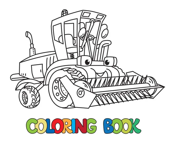Combina sau masina de tuns iarba cu ochi carte de colorat — Vector de stoc