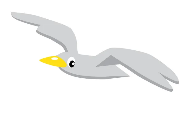 Gaviota divertida en mosca — Vector de stock