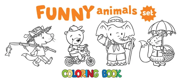 Boek verzameling van grappige baby dieren kleurplaten — Stockvector