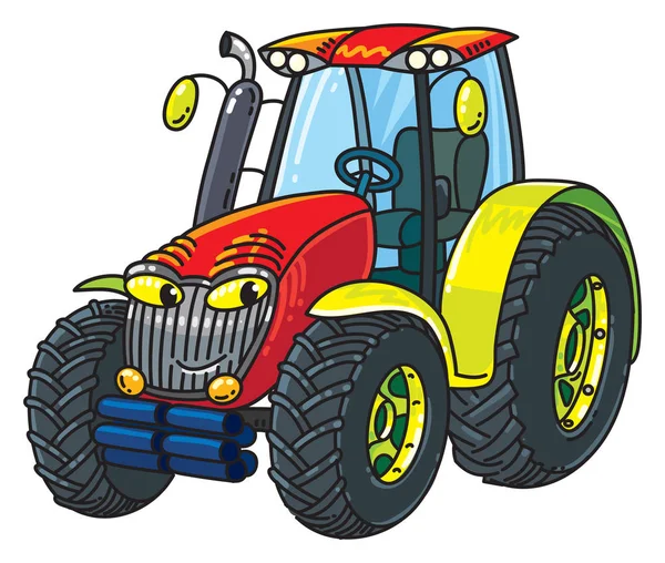 Funny small tractor with eyes — Stock Vector