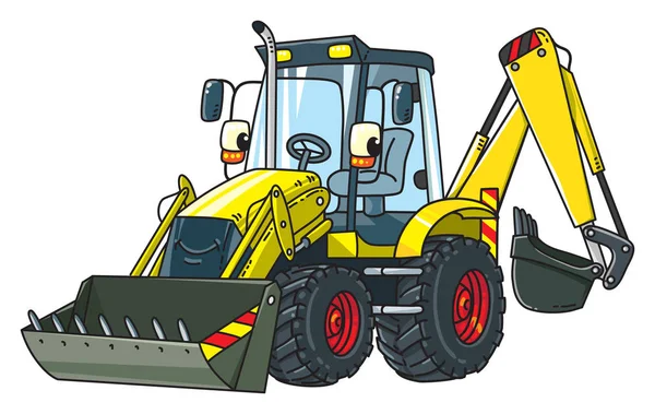 Funny constuction tractor with eyes — Stock Vector