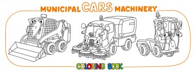 Funny small municipal cars with eyes clipart