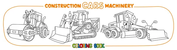Construction machinery transport coloring book — Stock Vector