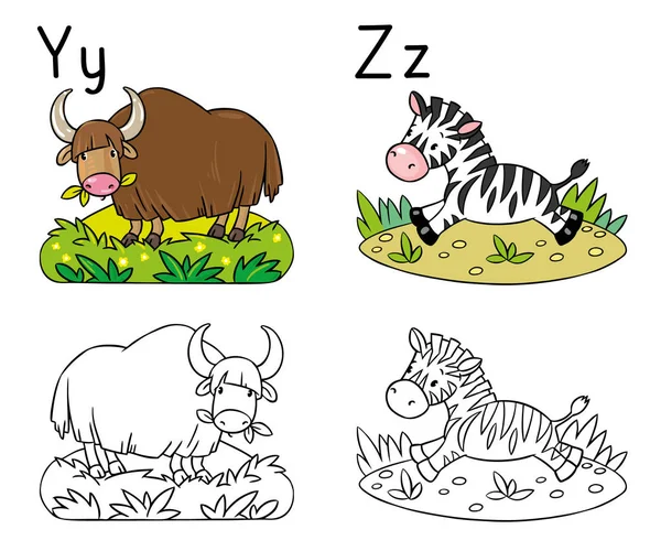 Alfabeto de animales o ABC. Libro para colorear — Archivo Imágenes Vectoriales