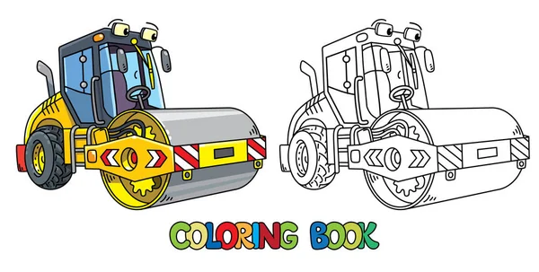 Göz boyama kitabı olan komik asfalt sıkıştırıcı araba.