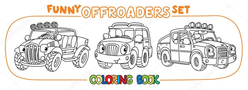 Funny Buggy car or outroader coloring book set.