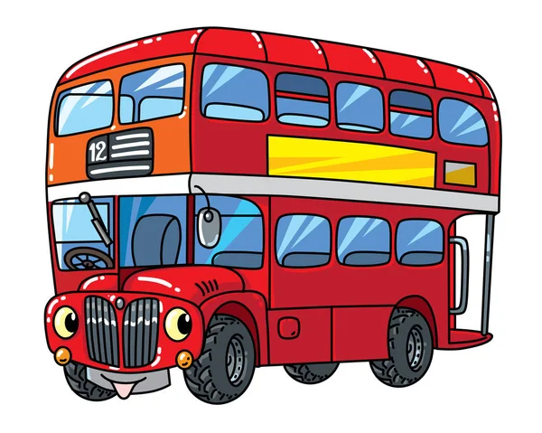 Engraçado pequeno ônibus de Londres com olhos . —  Vetores de Stock