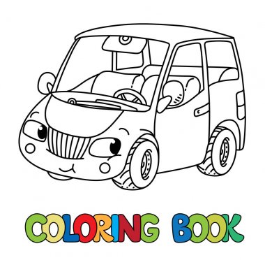 Komik küçük araba gözleri olan. Boyama kitabı