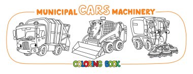 Funny small municipal cars with eyes clipart