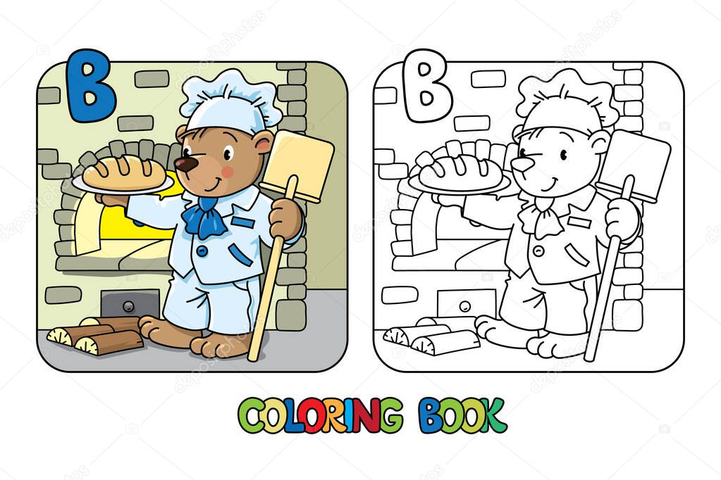 Bear baker ABC coloring book Alphabet B