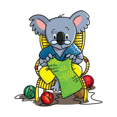 Koala ayı örgüsü Abc illüstrasyonu. K Alfabesi