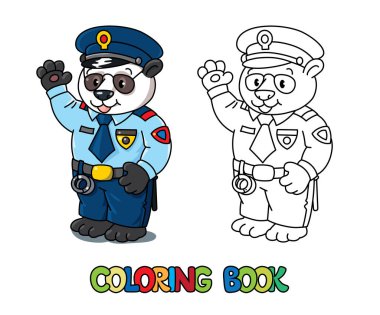 Panda polis boyama kitabı. Hayvan Alfabesi P