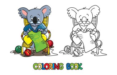 Koala ayı örgü Abc boyama kitabı. Alfabe K