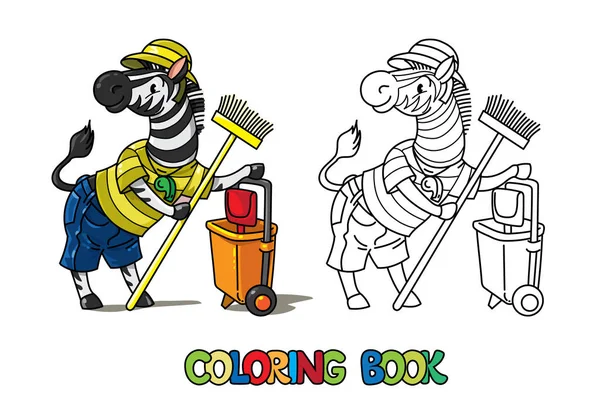 Zebra zoo keeper coloring book. Animal Alphabet Z — Stock Vector