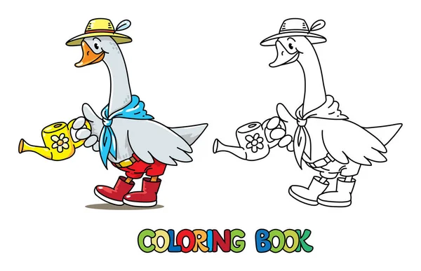 Jardineiro de ganso ABC livro para colorir. Alfabeto G — Vetor de Stock