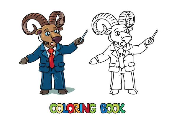 Urial o ram profesor universitario ABC libro para colorear — Vector de stock