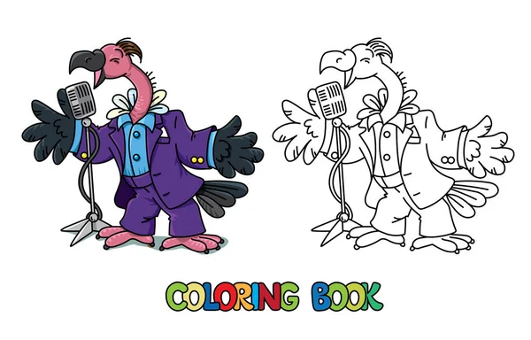 Grappige Vulture zanger of zanger ABC kleurboek — Stockvector