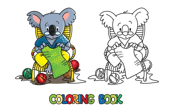 Koala oso tejedor ABC libro para colorear. Alfabeto K — Vector de stock