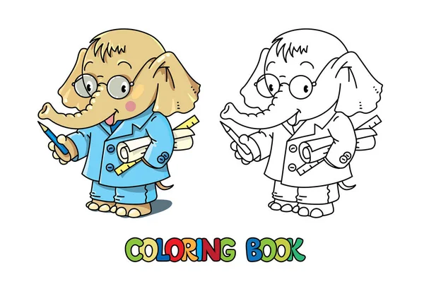 Elefante engenheiro ABC livro para colorir. Alfabeto E —  Vetores de Stock
