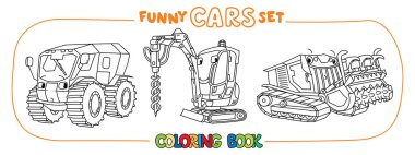 Funny cars with eyes coloring book set clipart