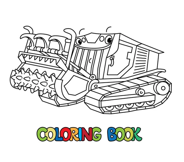 Divertente macchina trinciatrice con occhi da colorare libro — Vettoriale Stock