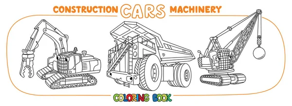Matériel de concassage et camion à benne. Livre à colorier — Image vectorielle