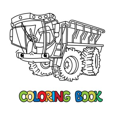 Gözlü gübre yayıcı araba. Boyama kitabı