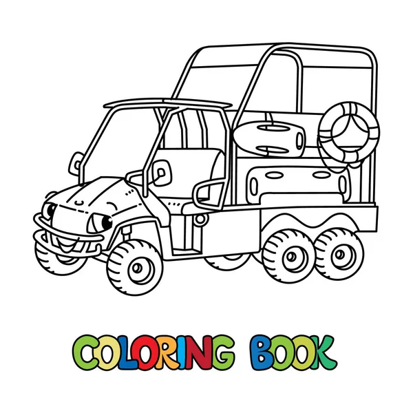 Veículo resque engraçado com olhos. Livro de colorir carro —  Vetores de Stock