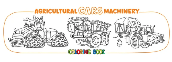 Machines agricoles jeux de coloriage de voitures mignonnes — Image vectorielle