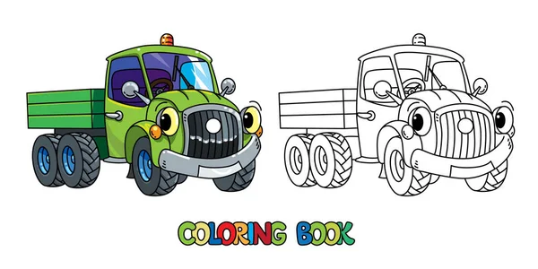 Ένα αστείο φορτηγό με μάτια. Βιβλίο χρωματισμού — Διανυσματικό Αρχείο