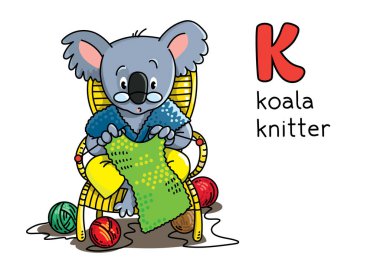 Koala ayı örgüsü. Meslek ABC. K Alfabesi