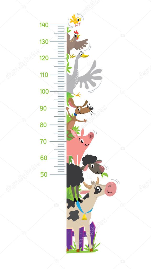 Funny farm animals meter wall or height chart