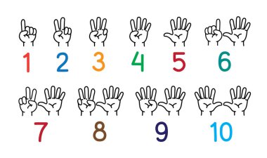 El parmakları ile eğitim sayım için Icon set