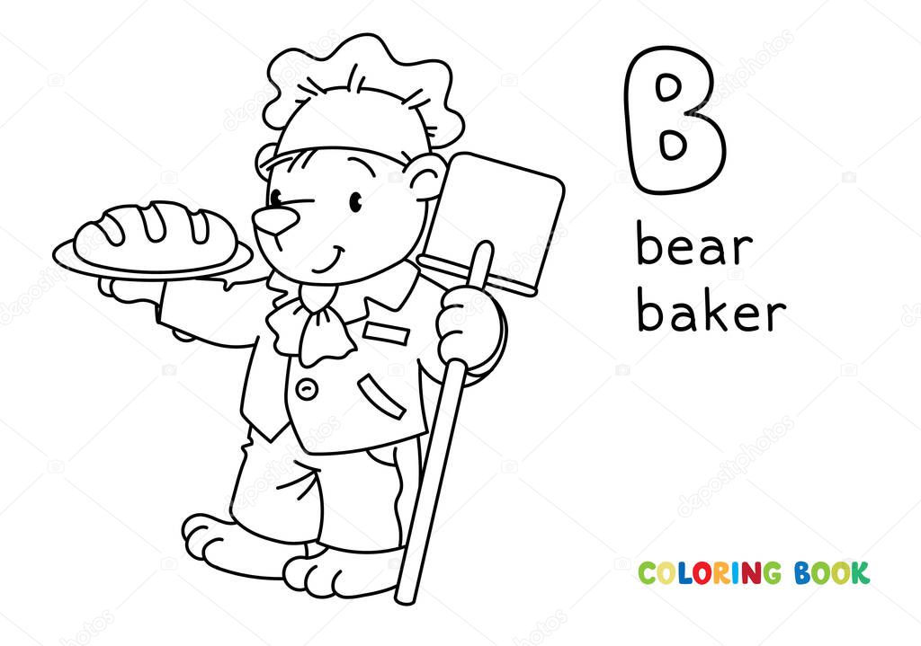 Bear baker ABC coloring book Alphabet B