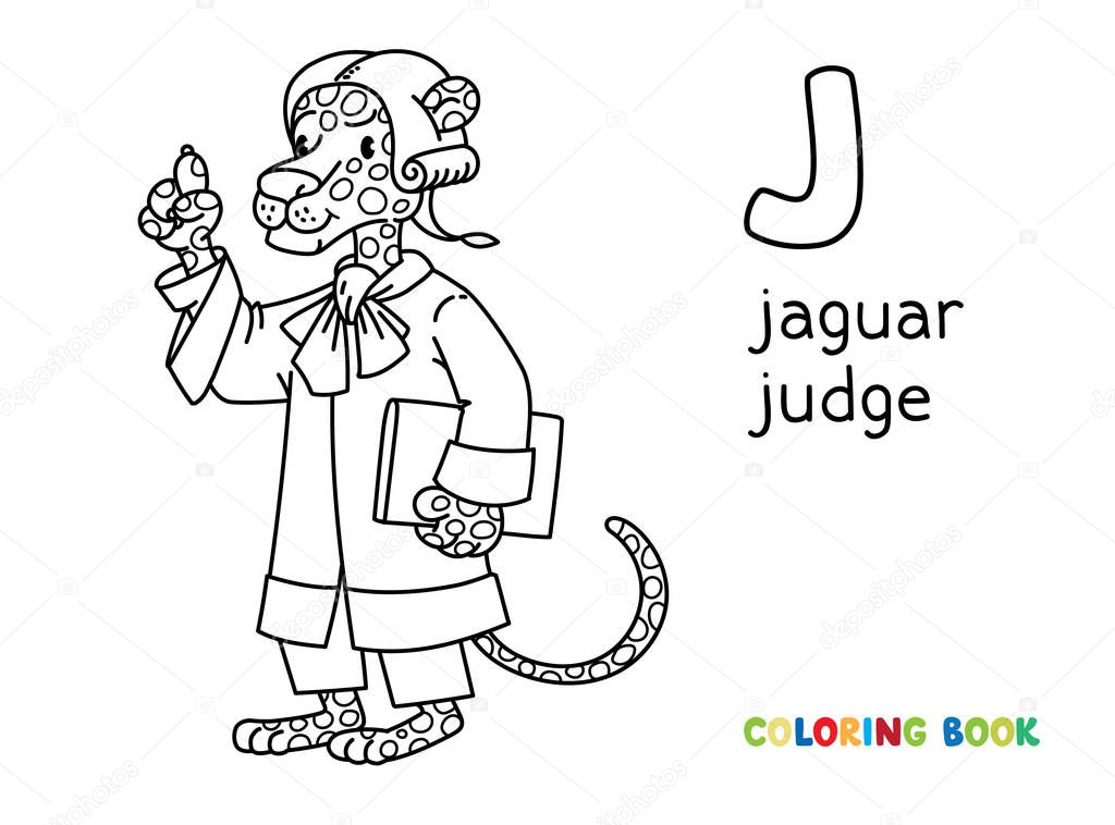 Jaguar judge ABC coloring book Alphabet J