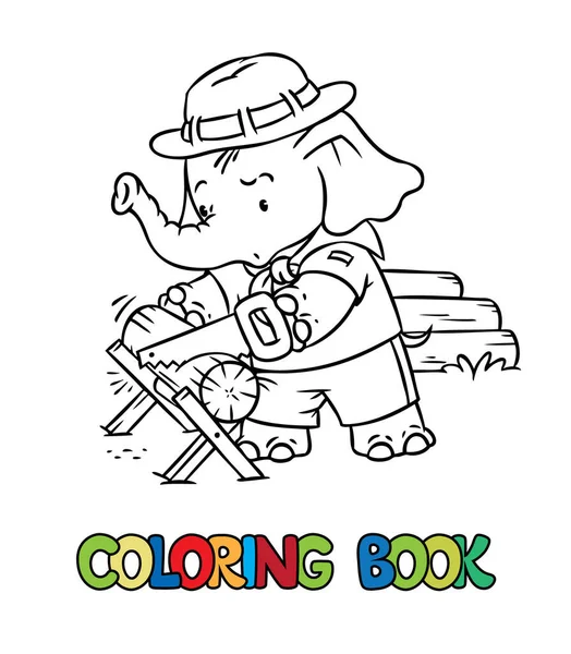 Little baby elephant. Scout camp coloring book — 스톡 벡터