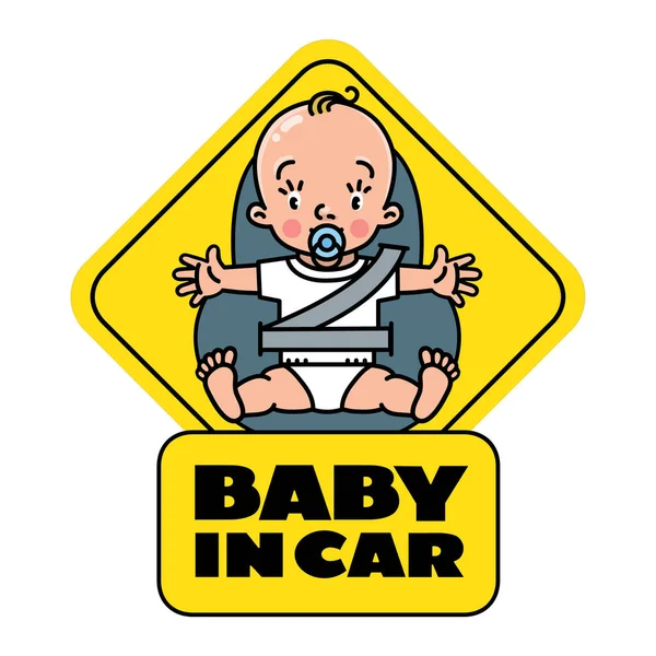 Baby in car seat. Back window sticker or sign — Stock Vector