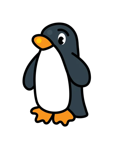Gracioso pingüino. Dibujo lineal simple de un pájaro — Vector de stock