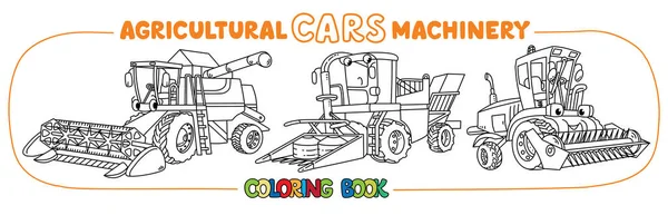 Agricultural machinery coloring book set — Stock Vector