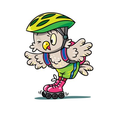 Baykuş. Motosikletteki küçük komik kuş