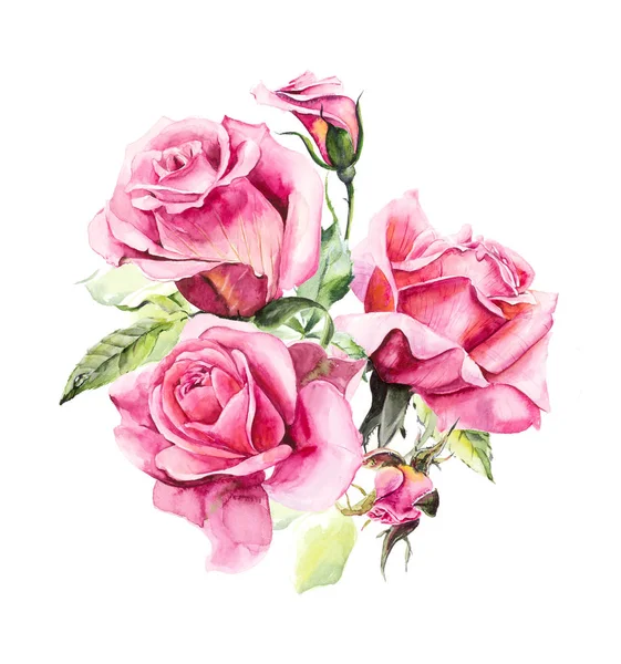 Pattern from pink rose. Wedding drawings. — Stock Photo, Image