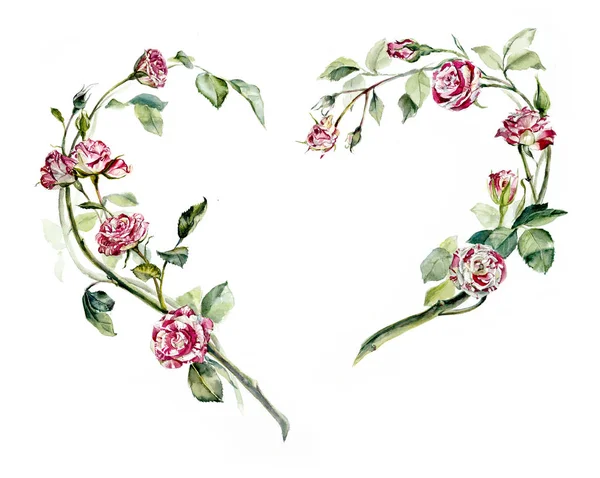 Marco corazón de rosas. Dibujos boda . —  Fotos de Stock