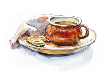 Çay saati. Bir fincan çay. 